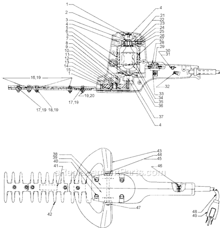 Page A Diagram and Parts List for 8121 Type 1 Black and Decker Hedge Trimmer
